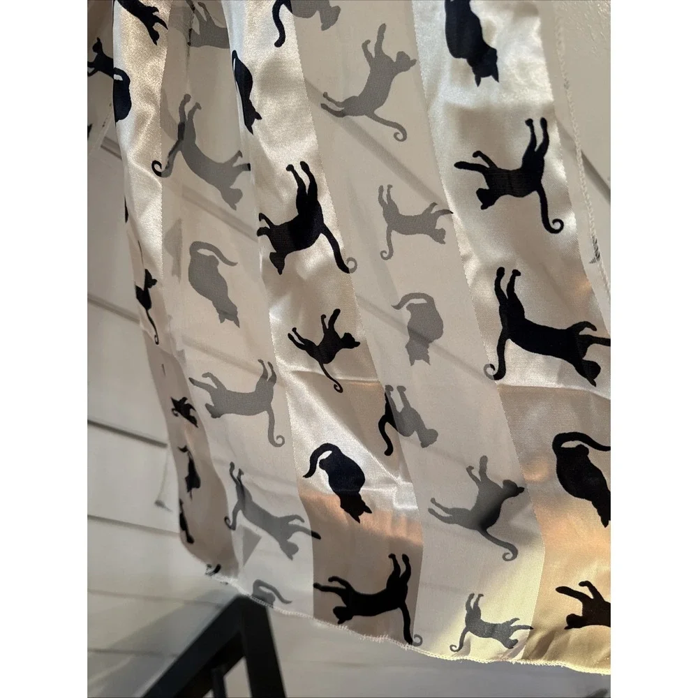 Vintage‎ Silk Feel Scarf With Black Cats 58 X 13in OLA001